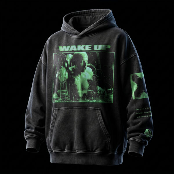 Wake up/Neb - VINTAGE BLACK – LONG HOODIE