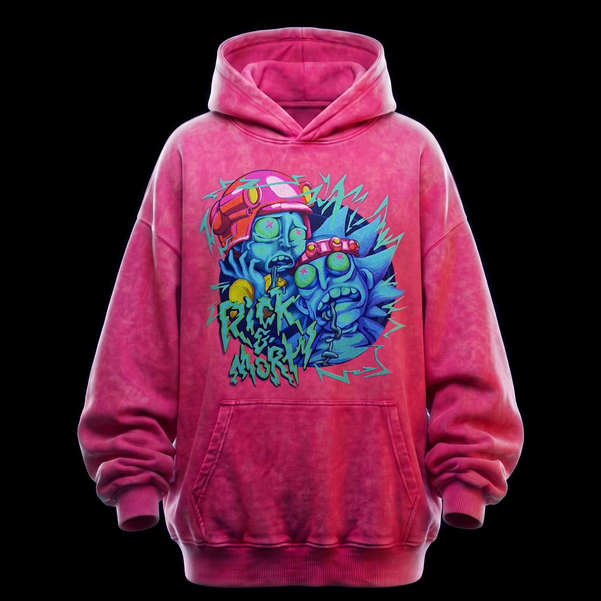 Overdrive - Acid Pink Washed - Long Hoodie - Image 2