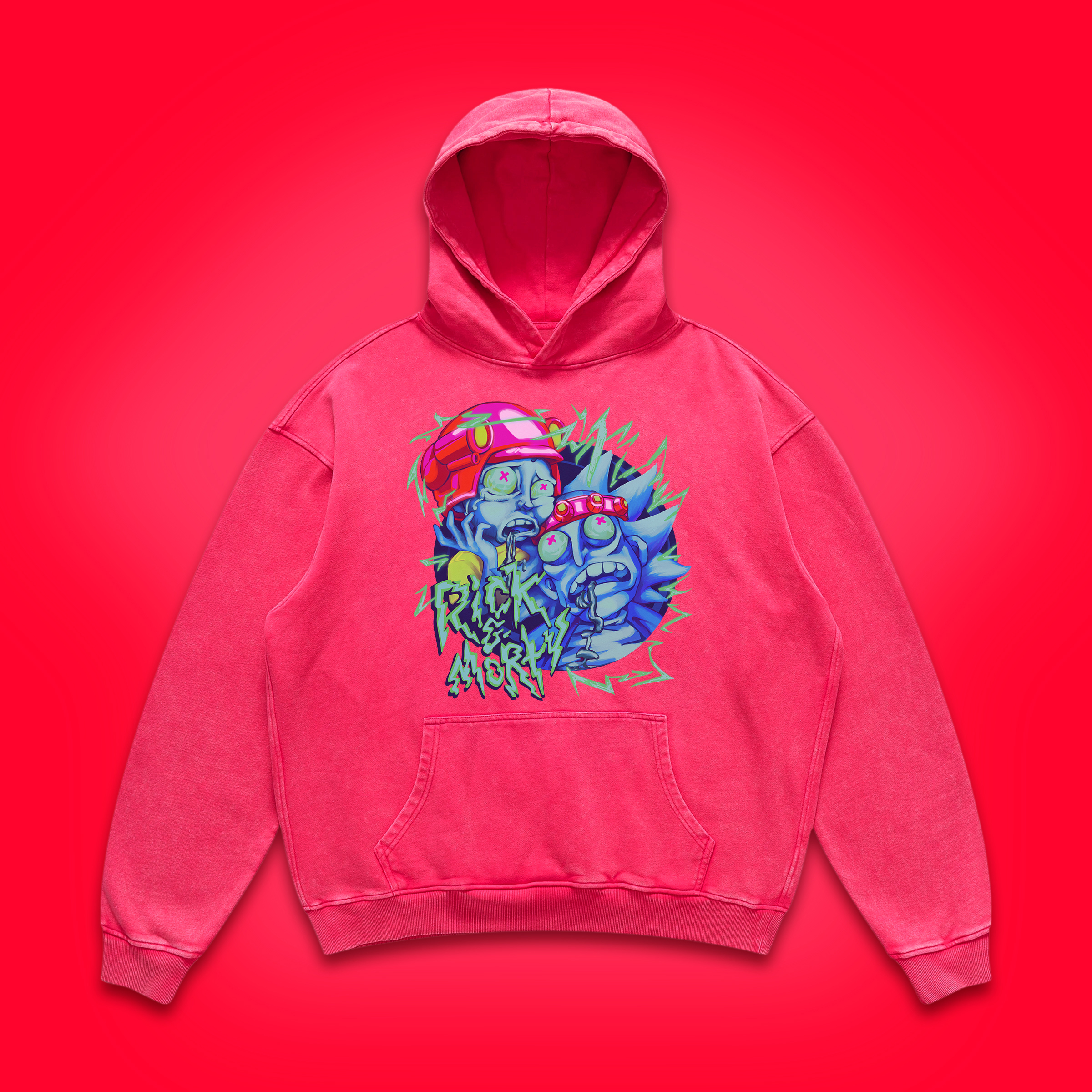 Overdrive - Acid Pink Washed - Long Hoodie - Image 4