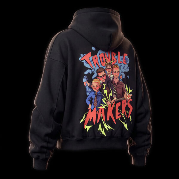 Yes No/Troublemakers - Black - Boxy Hoodie