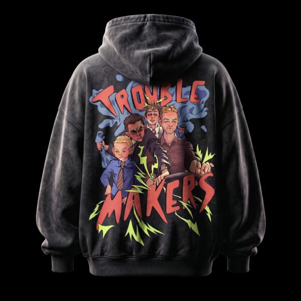 Yes No/Troublemakers - Vintage Black - Long Hoodie